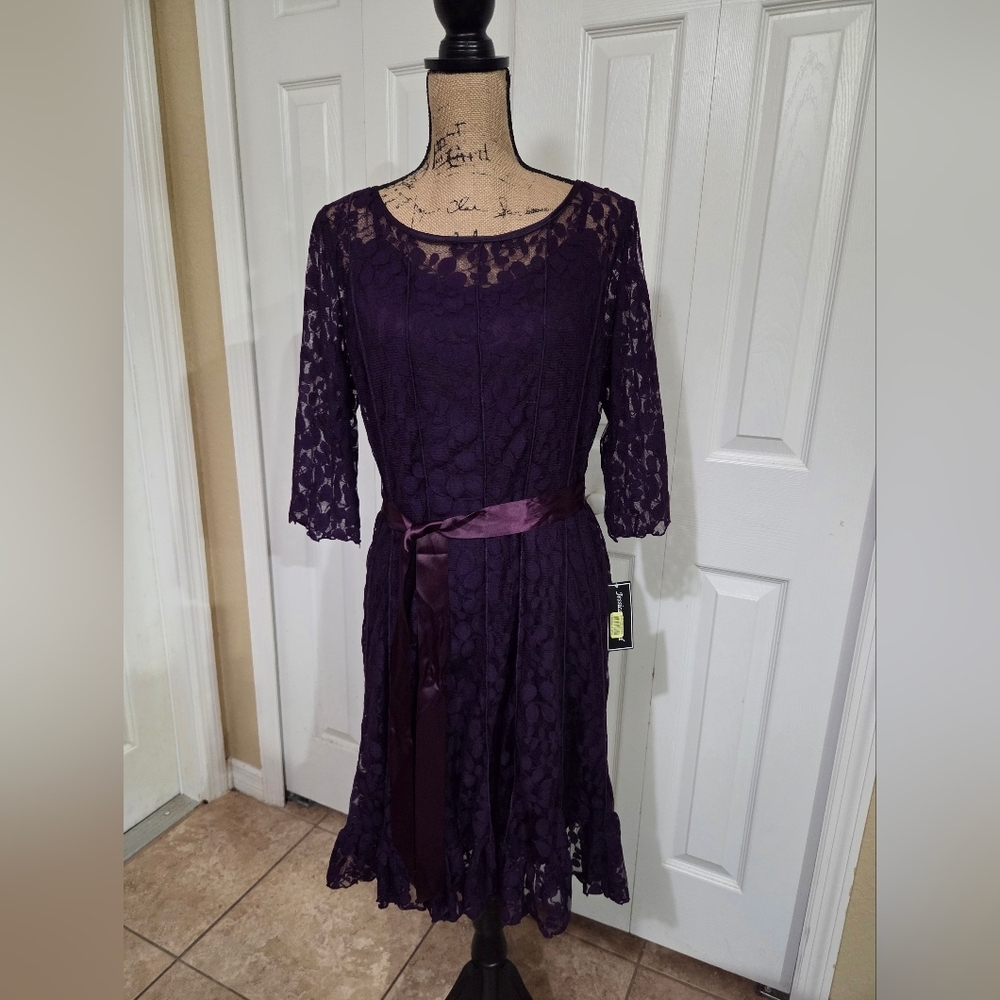 Jessica Howard New Deep Purple Lace 2 Piece Dress